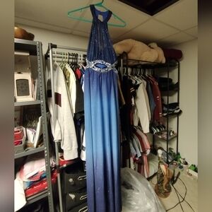 Dark blue floor length dress